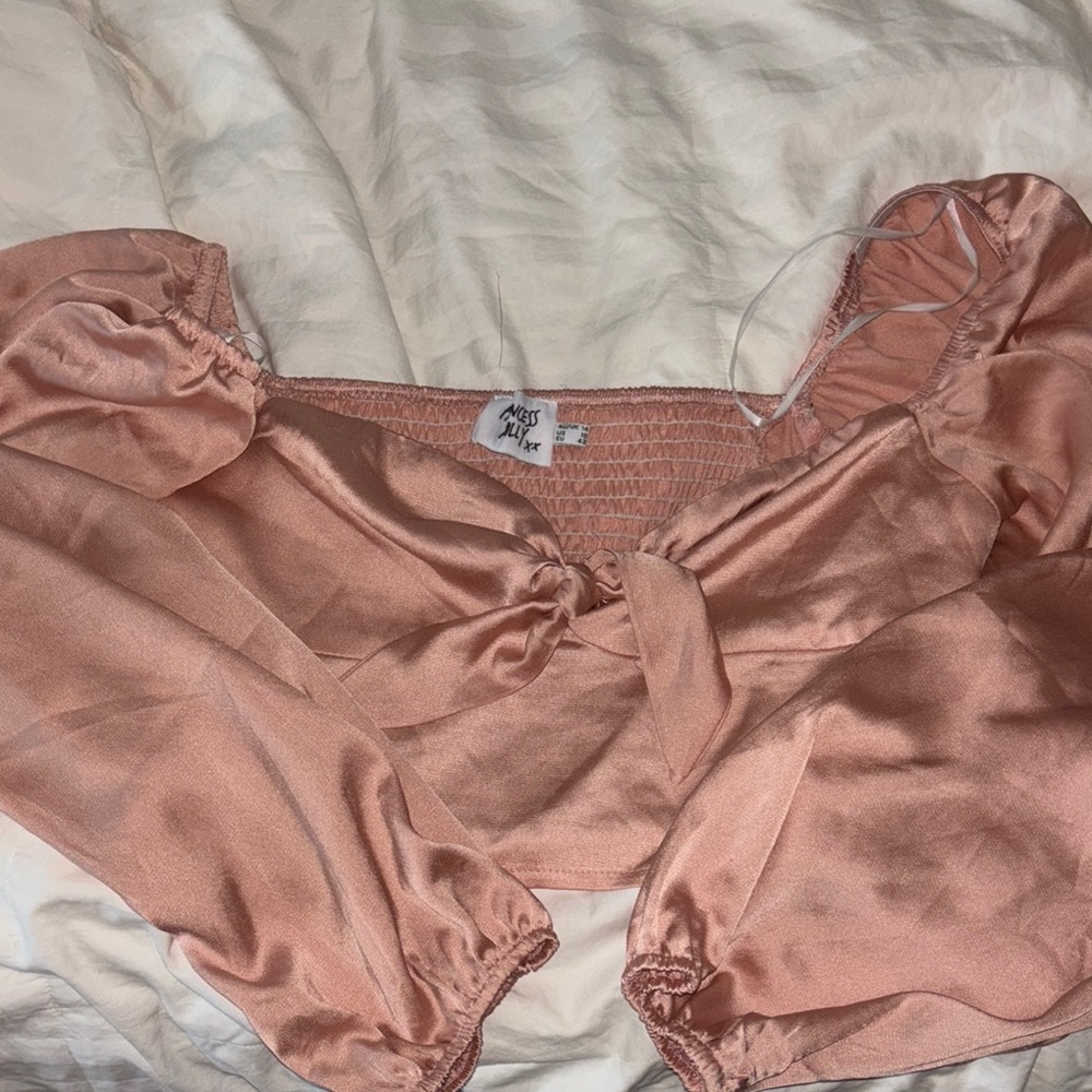 Princess Polly Pink Crop Top with Puffed Sleeves